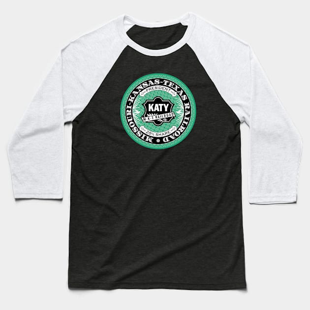 Missouri Kansas and Texas Railroad - KATY (18XX Style) Baseball T-Shirt by Railroad 18XX Designs